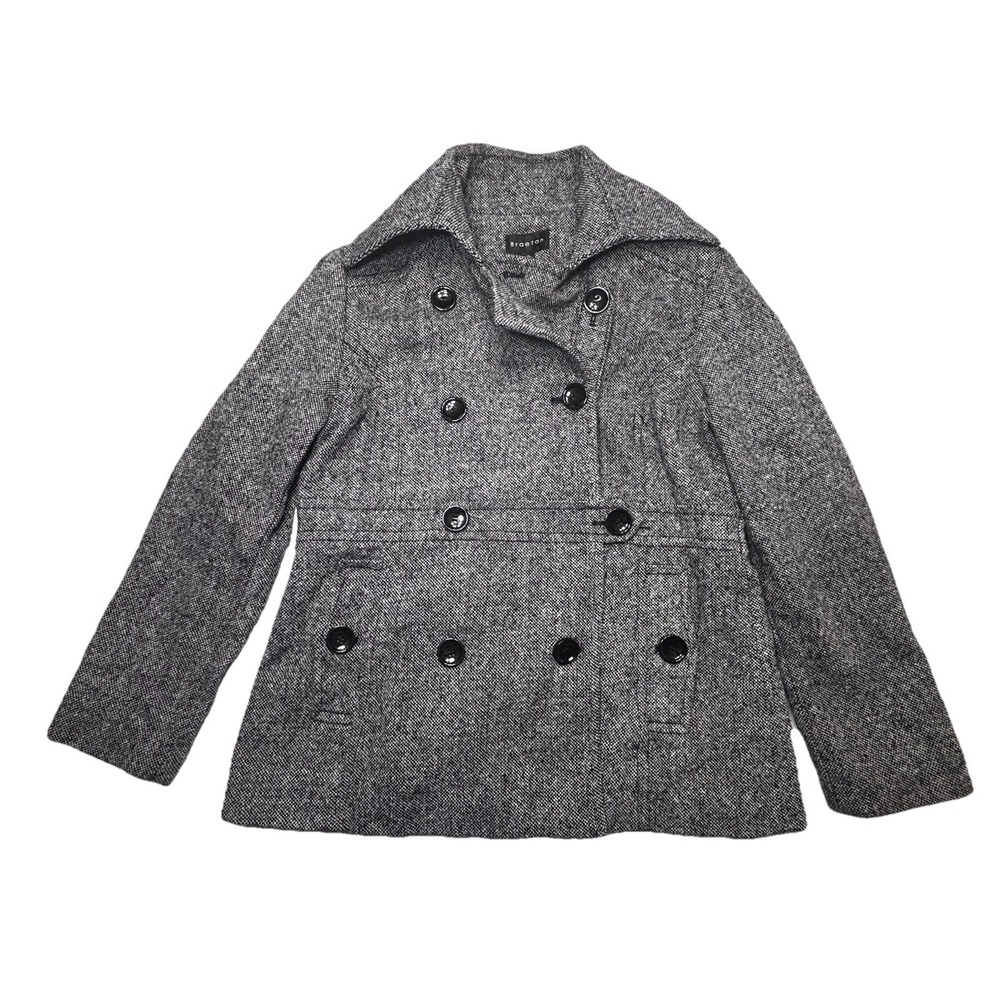Braetan XL Wool Blend Peacoat Jacket Gray Double Breasted Lined Winter Coat